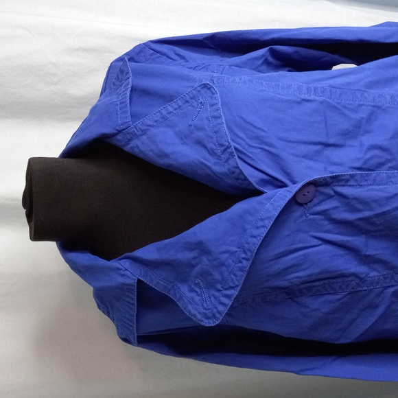 Chico's 3 XL Blue Jacket Button Front Pockets - Picture 2 of 11